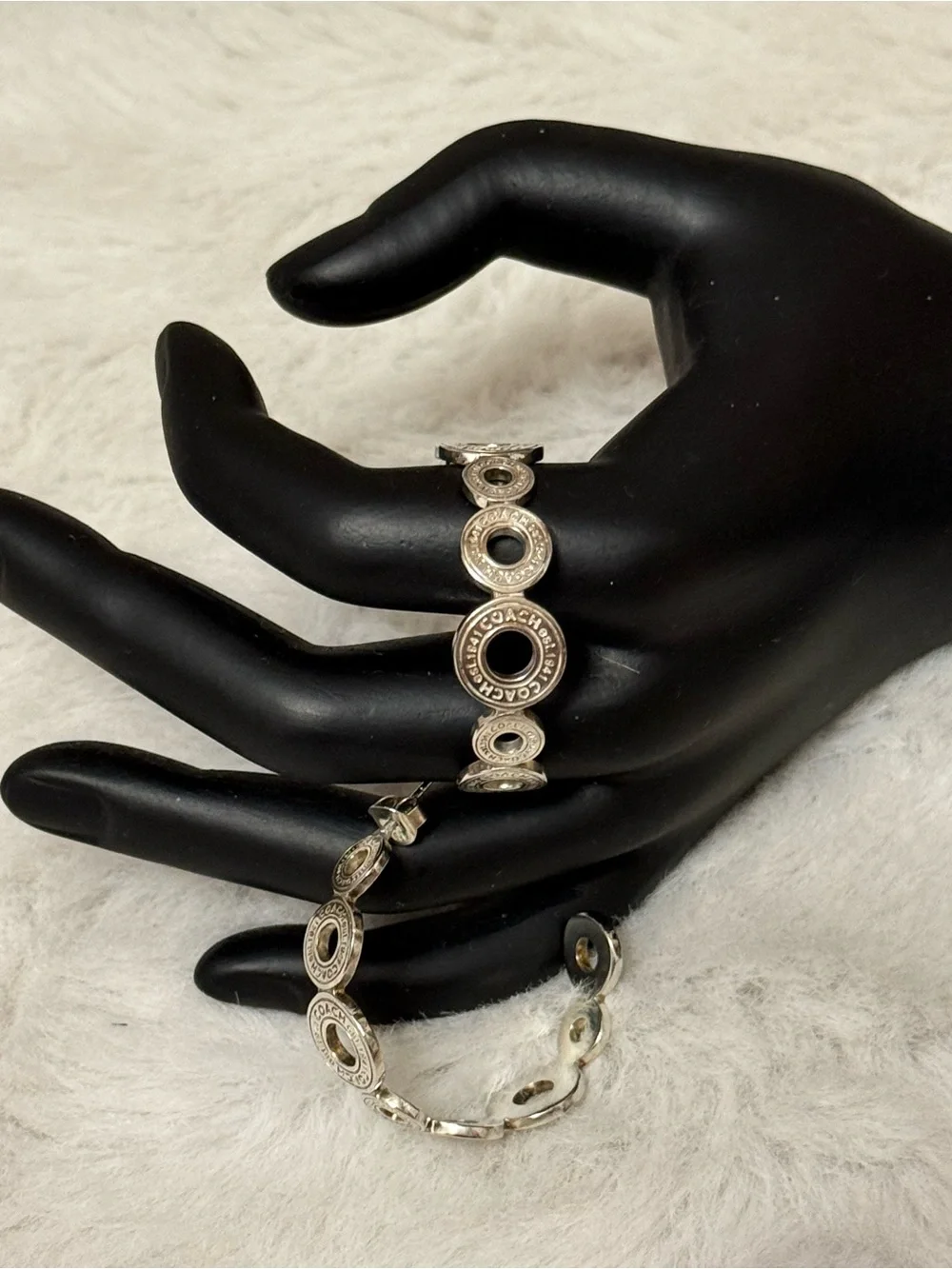 Coach Circular Logo Link Earrings in Silver - Picture 1 of 11